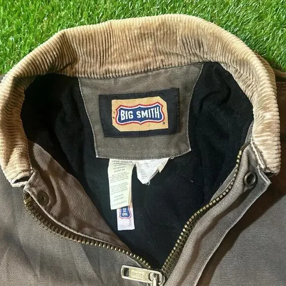 Retro Big Smith chore coat, corduroy collar, utility pockets - Picture 3 of 5